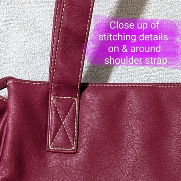 ANNA MARTINA FRANCO NWOT 3 lg pouch shoulder bag, Reddish/Burgundy & Tan colour - Picture 16 of 16